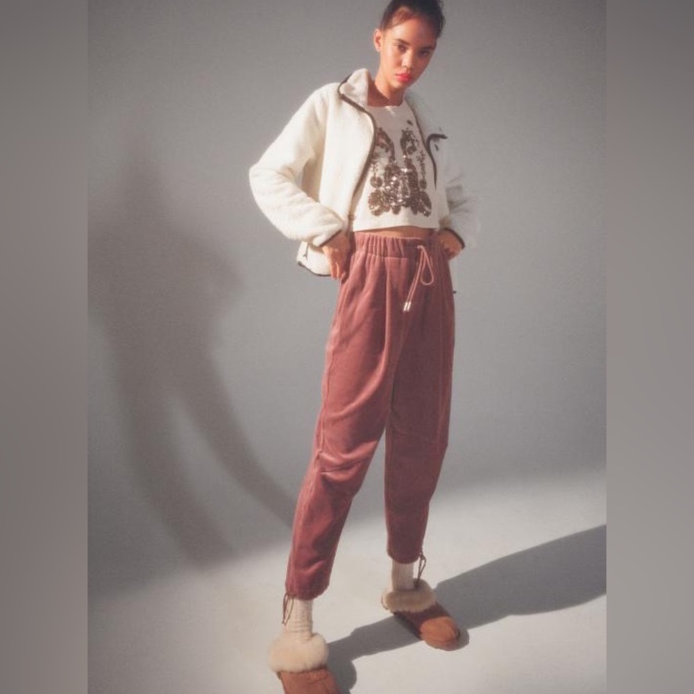 Urban Outfitters Zoe Velour Jogger (Maroon)